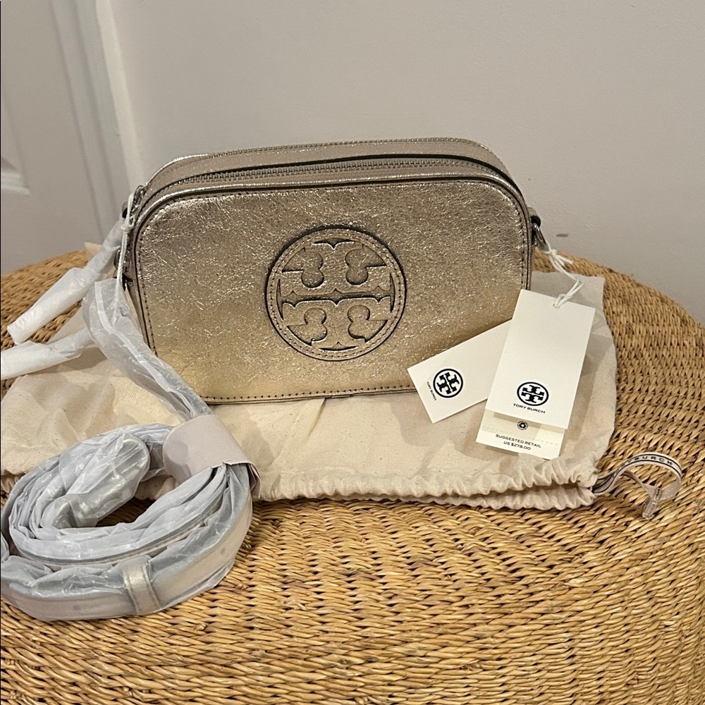 NWT Tory Burch Shimmering Gold Crossbody Bag